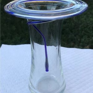 Glass Vase with Blue Swirl Decoration